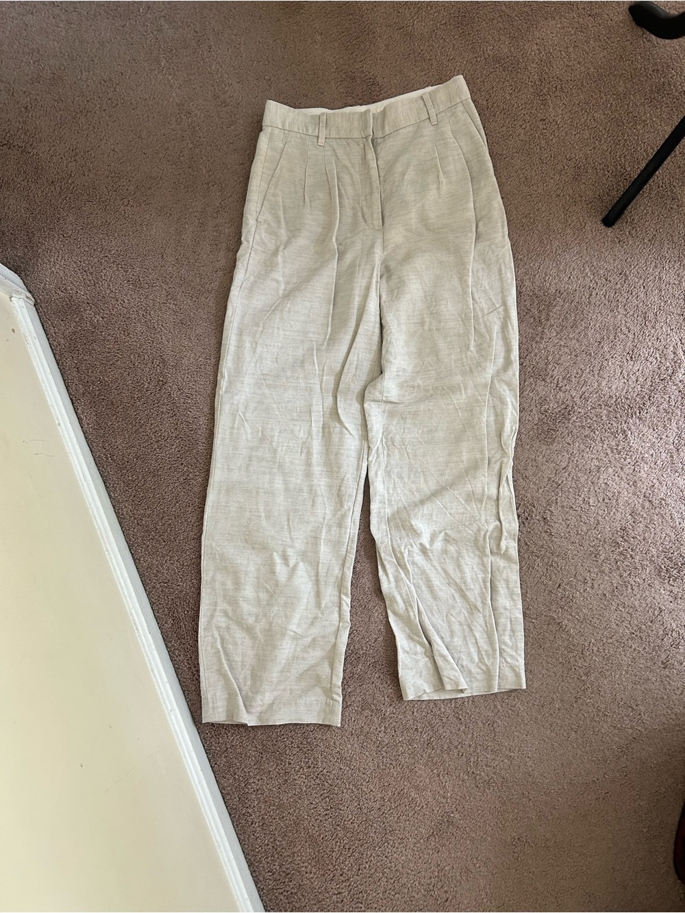 Aritzia Straight-Leg Linen-Blend Pants in Cream